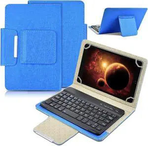 DETUOSI Universal 8.0 inch Android Tablet Case with Keyboard, Removable Wireless Bluetooth Keyboard + PU Leather Folio Book Cover + Stand, Travel Portable Sleeve for iOS/Android/Windows System Tablet