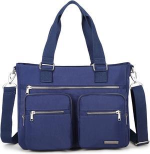 La Packmore Water Repellent Nylon Shoulder Bag Handbag Laptop Bag Teacher Nurse Tote Briefcase Clinical Bag (14-Inch, Navy)