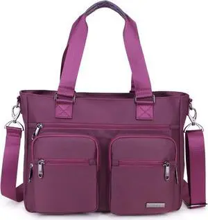La Packmore Water Repellent Nylon Shoulder Bag Handbag Laptop Tote Travel Work School Clinic Nurse Tote (Mulbery)