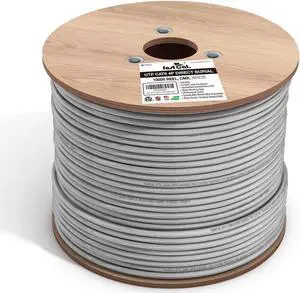 fast Cat. Cat6 Direct Burial Outdoor Ethernet Cable - 1000Ft Waterproof Cat6 Cable with 23AWG Solid Copper Conductors - CMX, UTP 550MHz Heavy Network & Gaming Ethernet Cable  White