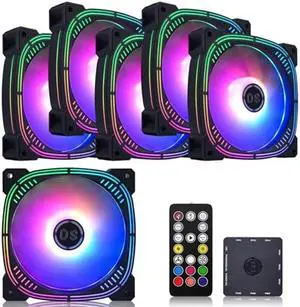 DS leddess Rainbow LED RGB Fans with Controller for PC Case, CPU Cooler, Radiators System (6pcs RGB Fans, G Series)