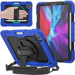 DuraSafe Cases iPad 12.9 6th 5th 4th 3rd - PRO 12.9 [ Pro 12.9 3/4 / 5/6 Gen ] A2436 A2764 A2437 A2378 A2461 A2379 A1876 A2014 A1895 A2229 A2069 A2232 Shock Proof Cover with Shoulder Strap - Blue