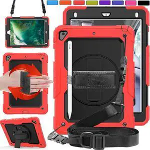 DuraSafe Cases for iPad Mini 4th 5th Gen 7.9 [ Mini 5 4 Gen ] A2133 A1538 MUXH2LL/A MUXF2LL/A MK882LL/A MK862LL/A Full-Body Protective Shock Proof Cover with Shoulder Strap - Red