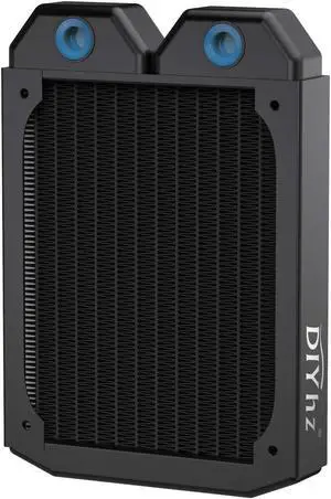 DIYhz Water Cooling Computer Radiator, 12 Pipe Thick Copper Heat Exchanger Liquid Cooling Radiator G1/4 Thread Heat Row Sink 120mm for CPU PC Laser Water Cool System DC12V Black