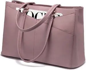 Laptop Tote Bag for Women 15.6 Inch Waterproof Leather Computer Bags Women Business Office Work Bag Briefcase Light Purple