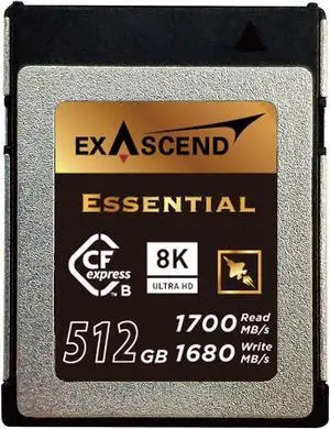 Exascend 512GB Essential CFexpress Card Type B, up to 1,700MB/s, Compatible with Canon, Nikon, Panasonic and Other Cameras
