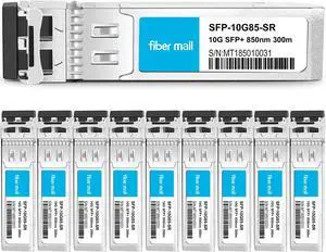 fiber mall SFP 10G SR for HPE ProCurve J9150A HPE Aruba J9150D J9150DCM JL748A 10GBASE-SR SFP+ 850nm 300m MMF DOM Transceiver Module Pack of 10