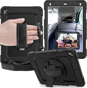 DuraSafe Cases for iPad 9.7 Inch 5/6 & Air 2 & PRO 9.7 [iPad 5th 6th Air 2nd Pro 9.7 ] A1893 A1954 A1822 A1823 A1474 A1475 A1476 A1566 A1567 A1673 Built-in Kick Stand Heavy Duty Rugged Case - Black