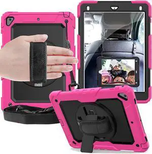 DuraSafe Cases for iPad 9.7 Inch 5/6 & Air 2 & PRO 9.7 [iPad 5th 6th Air 2nd Pro 9.7 ] A1893 A1954 A1822 A1823 A1566 A1567 A1673 A1674 A1675 Built-in Kick Stand Heavy Duty Rugged Case - Pink