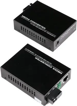 A Pair 2 Pack SC Single Mode Gigabit Ethernet Media Converter 10/100/1000Mbps Bi-Directional Single SC Fiber Ethernet Transceiver up to 20km RJ-45 Port 10/1000Base-TX to 1000Base-FX 1310-nm