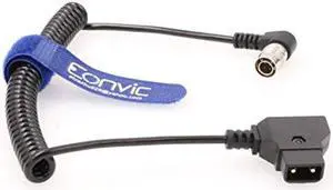 Hirose 4Pin Male to D-Tap for Zoom F8 Sound Devices 633/644/688 (Right Angle 4pin Coiled Cable)