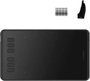 Huion Inspiroy H640P Drawing Tablet Bundle with Artist Drawing Glove for Digital Art, Paint, Design