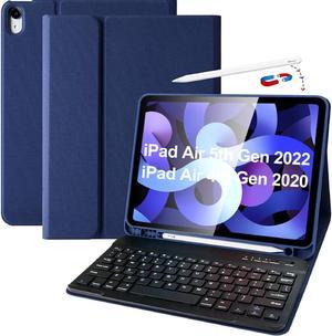 iPad Air 5th Generation Case with Keyboard, 10.9 inch Keyboard Case for iPad Air 5th Gen 2022/Air 4th Gen 2020/iPad Pro 11 2018, Detachable Bluetooth Keyboard Tablet Case with Pencil Holder(Dark Blue)
