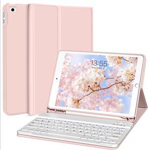 KENKE iPad Keyboard Case for iPad 9.7 inch 2018 (6th Gen) / iPad 2017 (5th Gen) / iPad Air 2/1, Lightweight Smart iPad Cover with Pencil Holder, Magnetically Detachable Wireless Keyboard, Pink