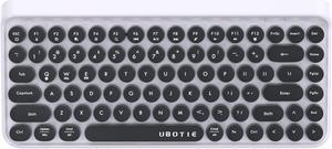 UBOTIE Portable Bluetooth Colorful Computer Keyboards, Wireless Mini Compact Retro Typewriter Flexible 84Keys Design Keyboard (Black-White)