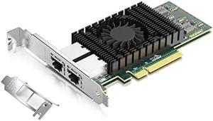 10Gb PCI-E Network Card NIC, Dual RJ45 Copper Ports, Compare to Intel X540-T2, with Intel X540-BT2 Chip, PCI Express X8, 10Gbase-T Ethernet LAN Adapter Support Windows Server/Windows/Linux/VMware ESX