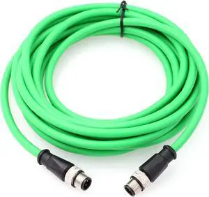 HangTon Shielded Flexible Ethernet Camera M12 4 Pin D Code Male to M12 4 Pin D Code Male Cable for Industrial Application Network (1, 10m)