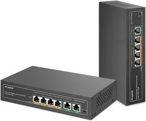 MokerLink PoE Switch, 6 Port PoE Switch, and 5 Port Gigabit PoE Switch, 78W High Power, Support IEEE802.3af/at, Fanless Metal Plug & Play