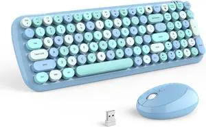 MOFII Wireless Keyboard and Mouse Combo, Compact 2.4G USB Full Size Wireless Mouse and Keyboard Combo, Cute 110 Keys Keyboard for PC, Notebook, MacBook, Tablet, Laptop, Windows System