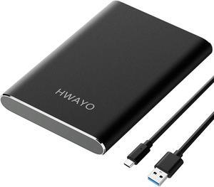 HWAYO 1TB Portable External Hard Drive, USB3.1 Gen 1 Type C Ultra Slim 2.5'' HDD Storage Compatible for PC, Desktop, Laptop, Mac, Xbox One (Black)