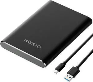HWAYO 500GB Portable External Hard Drive, USB3.1 Gen 1 Type C Ultra Slim 2.5'' HDD Storage Compatible for PC, Desktop, Laptop, Mac, Xbox One (Black)