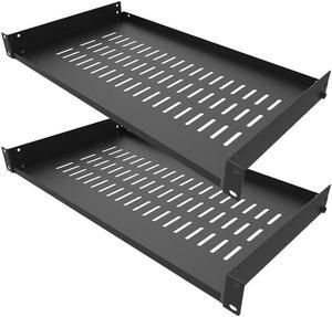 Jingchengmei 2 Pack of 1U Disassembled Vented Cantilever Server Rack Mount Shelf 10" (254mm) Deep for 19" Network Cabinet or Equipment Rack (10V2PC)