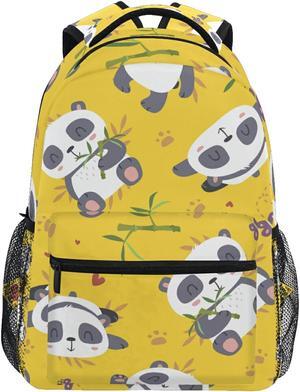 Qilmy Panda Backpack for Girls Student School Bookbag Laptop Computer Travel Daypack, Yellow