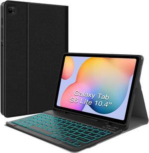 JUQITECH Backlit Keyboard Case for Samsung Galaxy Tab S6 Lite 10.4" 2024/2022/2020, Galaxy Tab S6 Lite SM-P620/P625/P610/P613/P615/P619 Tablet Cover Case with Wireless Keyboard S Pen Holder, Black