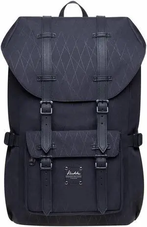 KAUKKO Laptop Travel Backpack Outdoor Casual Rucksack Fits 15.6 Inch Laptop(18-Black)