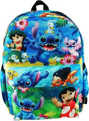 Lilo And Stitch Deluxe Oversize Print Large 16" Backpack with Laptop Compartment - A19563 Multi-color