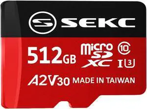 SEKC 512GB microSDXC Memory Card with SD Adapter A2 UHS-I U3 V30 Full HD 4K Ultra HD (SV30A2512)