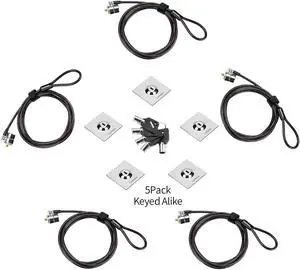 LORADAR 5Pack Laptop Cable Lock Hardware Security Cable Lock Anti Theft 5Keys 6.7Ft Compatible for Laptops, iMac,Out Door TV,Mac Mini,& Other Devices Longer Cable (keyed Alike)