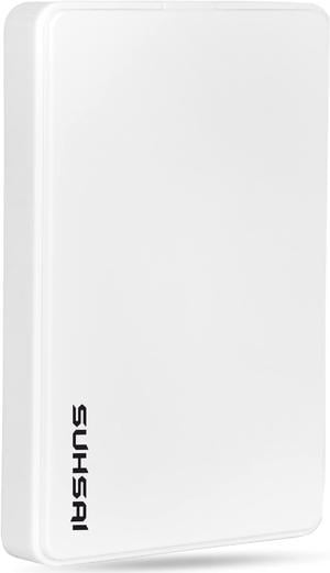 SUHSAI External Hard Drive USB 2.0 Hard Disk Storage and Backup Portable Hard Drive Memory Expansion - Ultra Slim 2.5 inch HDD Compatible with PC, MAC, Laptop, Desktop (1TB, White)