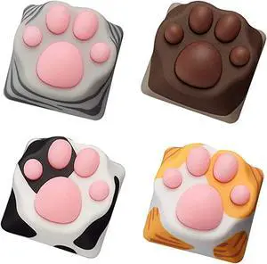 SYA ZOMOPLUS Cute Keycaps,Novelty Cat-Claws Keycap 3D Model OEM Profile Keyboard Keycaps Squishy-Paws Custom Key Caps for Cherry MX Switches Mechanical Gaming Keyboard Catpaw ESC-Key Keycap(4 Pack)
