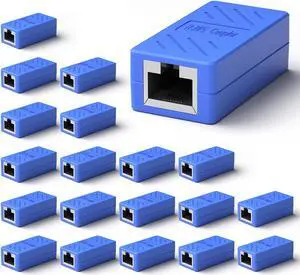 Ethernet Extender RJ45 Couplers Network Cable Coupler Cat 5 Coupling Lnternet Female to Female Connector Lnline Coupler for Cat5/ Cat5e/ Cat6e/ Cat7 Ethernet Extension Cable (Blue 20 PCE)