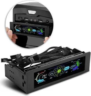V BESTLIFE Fan Speed Controller PC Computer Fan Controller CPU Temperature Sensor Computer Cooling Drive Bay Front LCD Panel