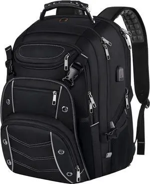 VECKUSON 18.4 Laptop Backpack for unisex, 60L Extra Large Gaming Laptops Backpack with USB Charger Port,TSA Friendly Flight Approved and RFID Anti-Theft Pocket Heavy-duty Pack,21.3*15.7*11.8inch Grey