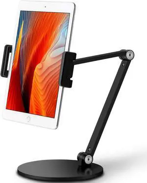 Viozon Tablet Stand Holder Mount, Rotate 360 Degrees of Flexible, Height and Angle Adjustable, High-Grade Aluminium Alloy Long Arm Compatible with 4.5-13 Mobile Phone and Tablet, iPhone, iPad(Black)