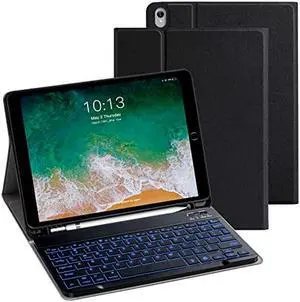 VOWUBO iPad Keyboard Case for Air 3rd Gen 10.5" (2019), iPad Pro 10.5" (2017) Magnetically Detachable Wireless Bluetooth Keyboard, Smart Keyboard Case with Back-lit and Pencil Holder(Black)