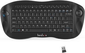 Wireless Keyboard with Trackball Mouse, 2.4G Handheld Multimedia Keyboard Built in Trackball, Scroll Wheel & Hotkeys for HTPC, TV Box, Laptop, Desktop, Compatible with Windows, Mac, Android (Black)