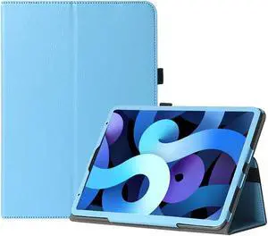 SaharaCase Folio Case for Apple iPad Air 10.9" (4th Generation 2020 and 5th Generation 2022) [Shockproof Bumper] Rugged Protection Antislip Grip Leather Kickstand (Aqua)