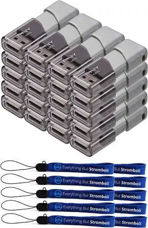 PNY 64GB USB 3.0 Flash Drive Turbo Attache 3 (20 Pack Bulk) Thumb Drives Bundle with (10) Everything But Stromboli Lanyard (P-FD64GTBOP-GE)