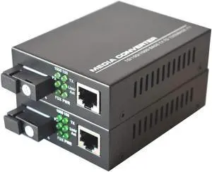 Primeda Gigabit Ethernet Fiber Media Converters, A Pair of 10/100/1000M RJ45 to 1000M Bi-Directional Single-Mode SC Fiber, up to 20Km(12.4mi)