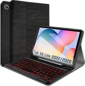 REAL-EAGLE Backlit Keyboard Case for Samsung Galaxy Tab S6 Lite 10.4 Inch 2022/2020(SM-P610/P613/P615/P619), 7 Color Backlights Detachable Wireless Keyboard Case for Samsung Galaxy Tab S6 Lite (Black)