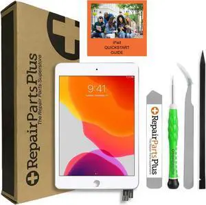 Repair Parts Plus for iPad Mini 5-5th Generation Screen Replacement LCD Display and Glass Touch Digitizer Premium Kit (7.9", Silver/Gold, A2126 | A2124 | A2133) + Sleep/Wake Sensor + Guide - White