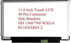 Rinbers Replacement 11.6" HD 1366x768 Embedded Touch LCD Screen Panel LED Display Bottom Right eDP 40 Pin Connector B116XTK01.0 B116XAK01.1 B116XAK01.2 KL.1160E.005 KL.1160E0.101 KL.0C733.TSV