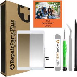 RepairPartsPlus Premium DIY Kit for iPad 7th | 8th Generation Screen Replacement (10.2" 7|8 A2197 A2198 A2200 A2270 A2428 A2429 A2430) Glass Touch Digitizer + Button, Adhesive, Guide/Videos-White
