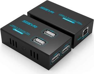 SGEYR Metal USB Ethernet Extender Over Cat5e/6,USB Extender 50M,No Drivers Connected 4 USB 2.0 Ports Over Cat5e/6, Play and Plug,Extender USB 2.0 Hub,Supports All Operating System,PC and Web Cameras