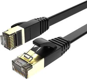 SHD Flat Cat7 Ethernet Cable(10 Pack) Network Patch Cable FTP/STP LAN Cable Computer Patch Cord-15 Feet