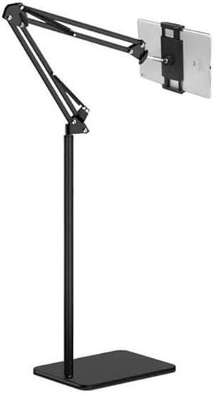 pemsem Tablet Floor Stand Holder Adjustable, Swivel Boom Arm Overhead Phone Mount, Compatible with iPad Air/Mini/Pro 12.9/9.7/All iPhones, Most Cell Phones (4.7"-12.9")